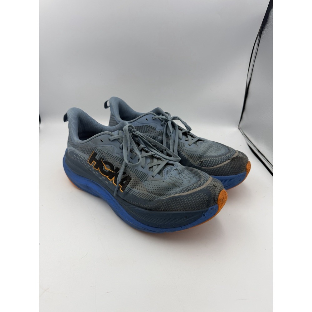 HOKA Skyflow Men's Size 12 D Blue Orange Running Athletic Shoes Sneakers Fair